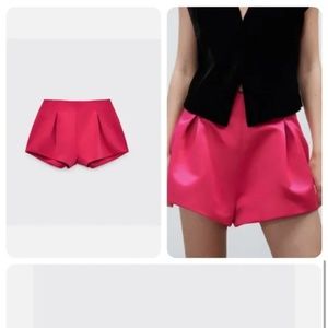 Zara Satin Effect Balloon Shorts pink perfect condition
